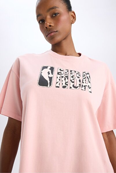 DeFacto DeFactoFit NBA Wordmark Oversize Широкий крій Велосипедний комір Короткий рукав Футболка D8801AX25SP