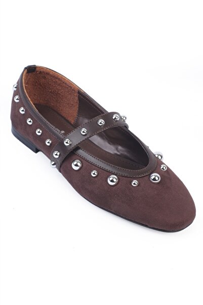 Capone Outfitters Ruthie Studded Suede Look Ballerinas