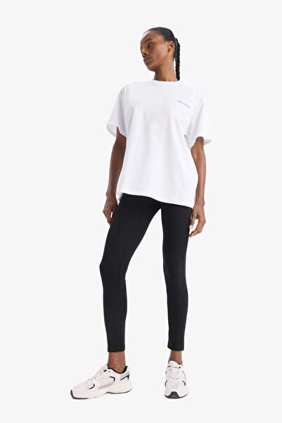 DeFacto DeFactoFit Oversize Wide Fit Crew λαιμόκοψη κοντομάνικο λευκό μπλουζάκι T7793AZ25SP