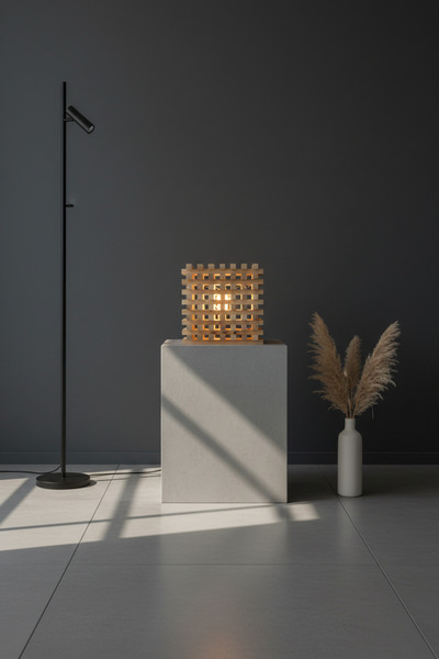 KGH Atmosphere lamp made of ash wood 22.5x22.5x22.5 cm