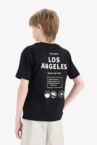 DeFacto Boy's Crew Neck Back Printed Short Sleeve T-Shirt E0099A825Sm