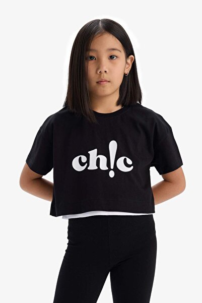 DeFacto Girl's Crew Neck Printed Short Sleeve T-Shirt E0063A825Sm