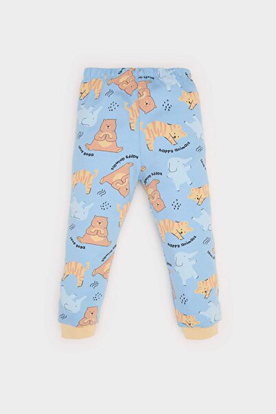 DeFacto Erkek Bebek Pijama Takımı Hayvan Desenli Uzun Kollu Üst Beli Lastikli Uzun Alt E6935A525SP