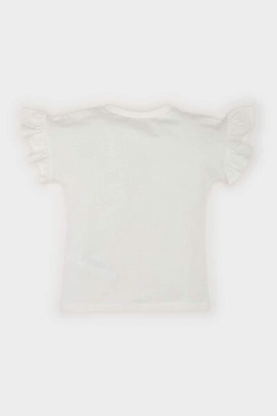 DeFacto Βρεφικό κοριτσάκι με λαιμόκοψη μπαλαρίνα με στάμπα κοντομάνικο μπλουζάκι E6683A525SM