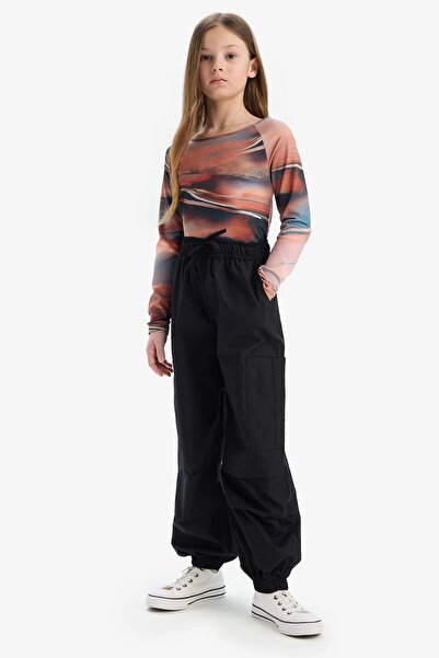 DeFacto Kız Çocuk Paraşüt Kargo Jogger Paça Pamuklu Pantolon D7607A825SM