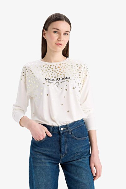 DeFacto Μακρυμάνικο μπλουζάκι με λαιμόκοψη E7122AX25SM