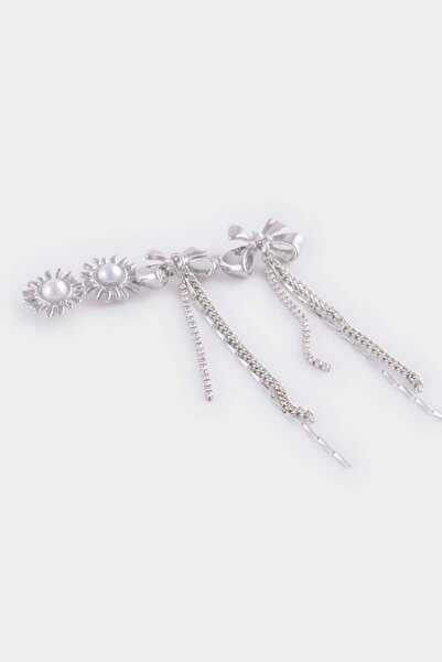 DeFacto Women's 2-Piece Silver Earrings E3071Axns