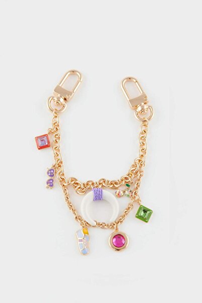 DeFacto سلسلة مفاتيح ذهبية بتفاصيل فيل فاين للنساء E6635AXNS