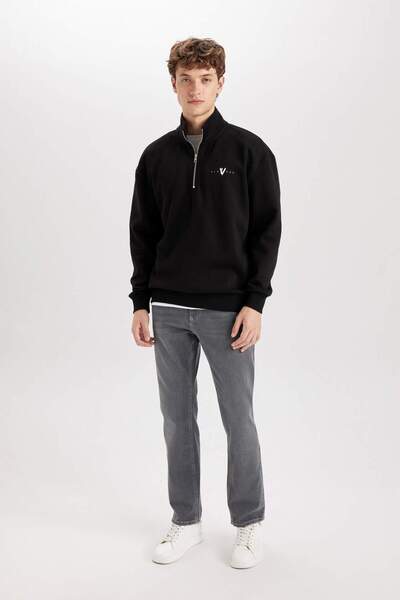 DeFacto Vikings Boxy Fit Stand Collar Printed Sweatshirt D6769AX25SP