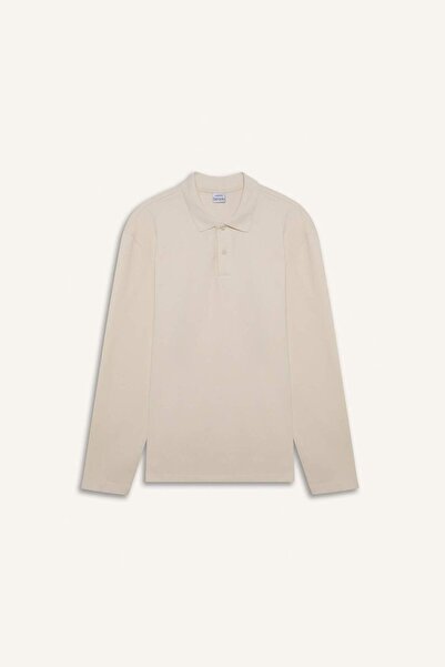 DeFacto 100% bavlna Nové Polo výstřih Regular Fit Basic Jednobarevné Tričko s dlouhým rukávem Textured Pique D7530AX25SP