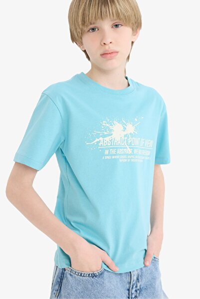 DeFacto Boy's Crew Neck Printed Short Sleeve T-Shirt E0081A825Sm