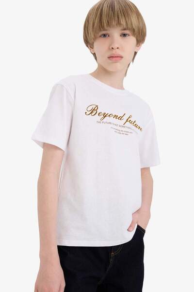 DeFacto Κοντομάνικο μπλουζάκι για αγόρια με λαιμόκοψη με στάμπα E0440A825SM