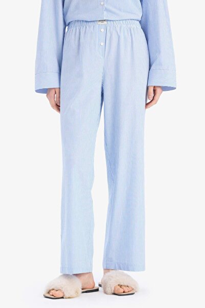 DeFacto Çizgili Uzun Boy Poplin Pijama Altı-Fall in Love E5769AX25SP