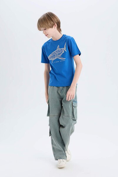 DeFacto Ανδρικό μπλουζάκι με κοντό μανίκι με λαιμόκοψη E0431A825SM