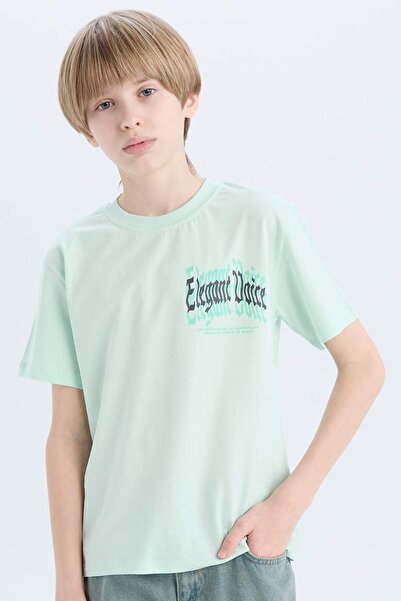 DeFacto Jungen-T-Shirt mit Rundhalsausschnitt und bedrucktem Rücken, kurzärmelig, E0103A825SM