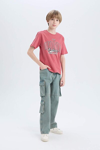 DeFacto Boy's Crew Neck Printed Short Sleeve T-Shirt D9262A825Sm