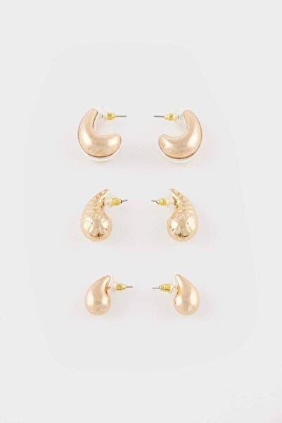 DeFacto Kadın 3'lü Mat Gold Küpe E4437AXNS