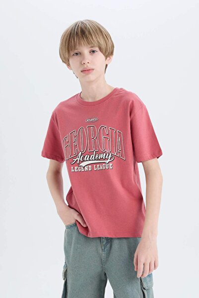 DeFacto Boy's Crew Neck Printed Short Sleeve T-Shirt D9262A825Sm