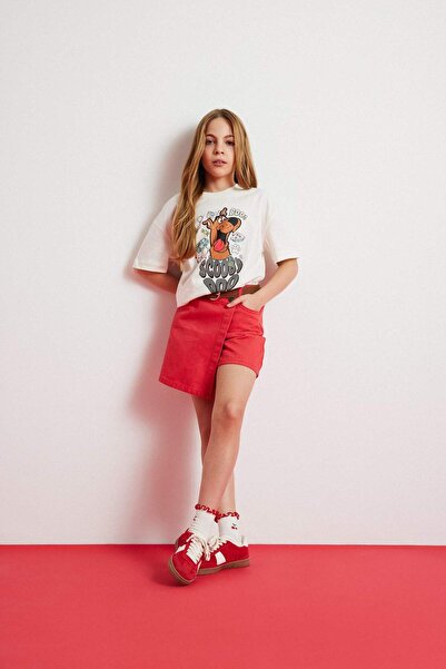 DeFacto Girl's Red Gabardine Shorts Skirt D9627A825Sp