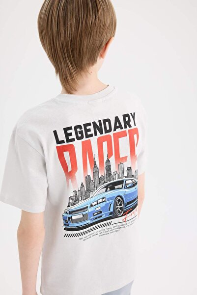 DeFacto Boy's Crew Neck Back Printed Short Sleeve T-Shirt D9266A825Sm