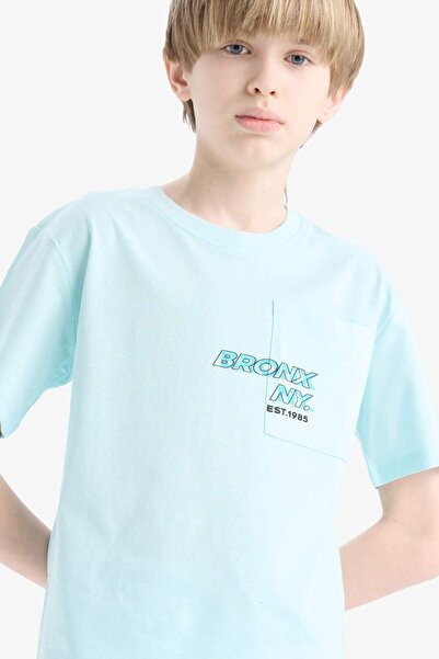 DeFacto Boy's Crew Neck Printed Short Sleeve T-Shirt E0098A825Sm