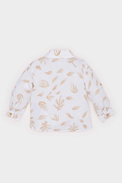 DeFacto Erkek Bebek Desenli Flamlı Poplin Uzun Kollu Gömlek B9257A525SP