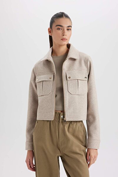 DeFacto Krátký kabát Polo Neck Pocket na zip - D5767AX25SP