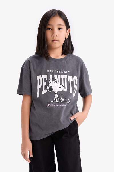 DeFacto Girls Snoopy Relax Fit Crew Neck Short Sleeve T-Shirt D8821A825Sp