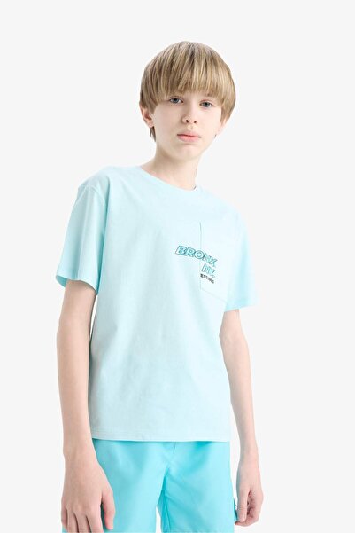 DeFacto Boy's Crew Neck Printed Short Sleeve T-Shirt E0098A825Sm