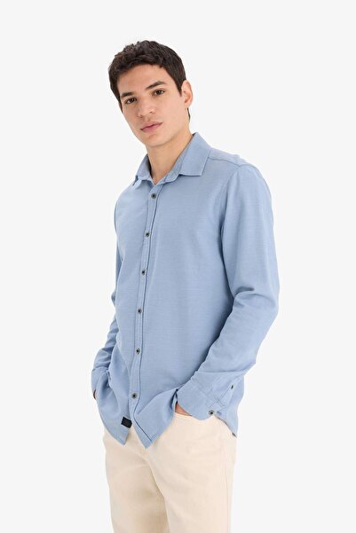 DeFacto Slim Fit Dar Kesim Pamuklu Basic Düz Uzun Kollu Gömlek A4644AX25SP