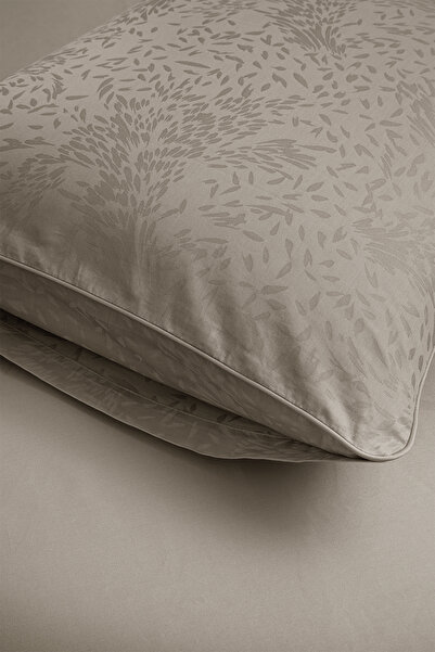 Penelope 100% Cotton Satin Duvet Cover Set 240X220 cm Stone - Plume Series
