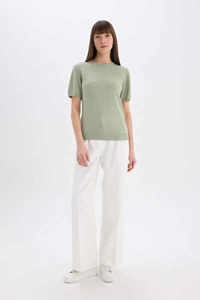 DeFacto Regular Fit Basic Düz Bisiklet Yaka Kısa Kollu Triko Kazak E6810AX25SP