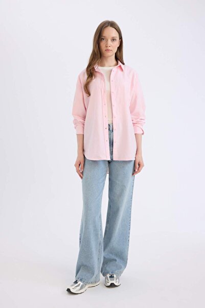 DeFacto Relax Fit Oxford Uzun Kollu Gömlek Tunik B8309AX25SP