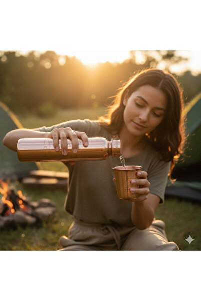 Bakır Center Bakır Matara Erzurum Bakır Su Matarası Bakır Sürahi Bakır Su Şişesi 550 ML Bakır Termus