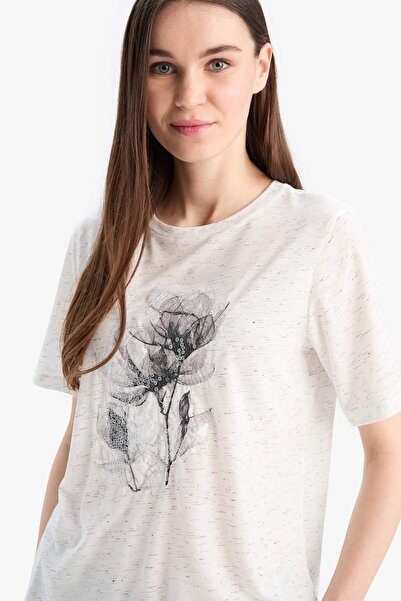 DeFacto Bedrucktes Kurzarm-T-Shirt mit Rundhalsausschnitt E0919AX25SP