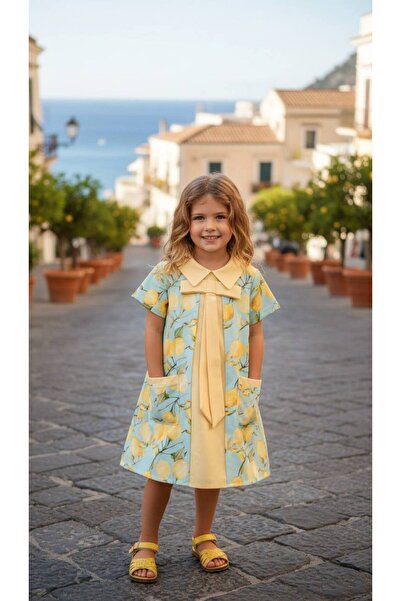STYLENEST فستان بناتي منقوش باللون الليموني