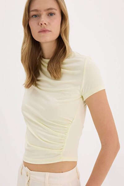 DeFacto Slim Fit Slim Fit Boat Neck Μαλακό μπλουζάκι με κοντό μανίκι E7016AX25SP