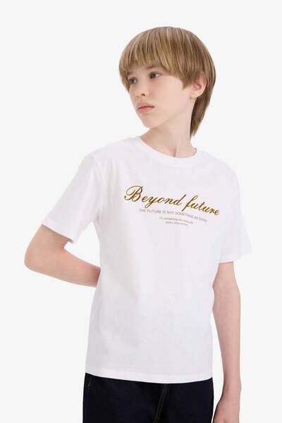 DeFacto Κοντομάνικο μπλουζάκι για αγόρια με λαιμόκοψη με στάμπα E0440A825SM