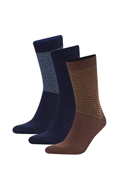 DeFacto Ανδρικές μακριές βαμβακερές κάλτσες 3 συσκευασιών F0935AXNS