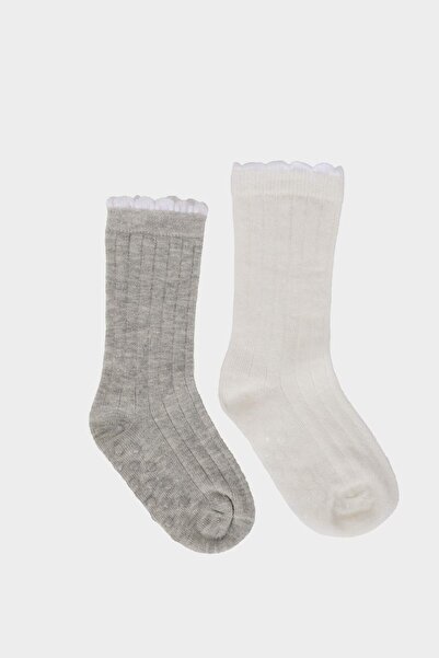 DeFacto Baby Mädchen Anti-Rutsch-Sohle 2 Stück Baumwolle Kniestrümpfe E5022A5NS