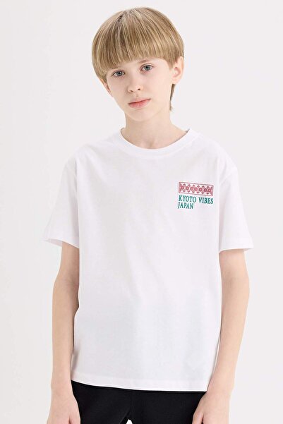 DeFacto Boy's Crew Neck Back Printed Short Sleeve T-Shirt E5081A825Sm