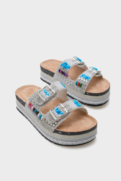 Capone Outfitters Papuci de damă Alyson Stone cu cataramă cu toc plat
