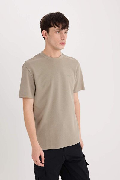 DeFacto Μπλουζάκι με κοντό μανίκι από βαρύ ύφασμα με κανονική εφαρμογή D551