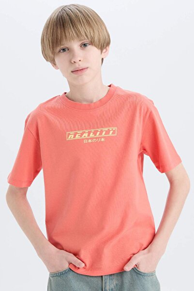 DeFacto Boy's Crew Neck Back Printed Short Sleeve T-Shirt D9490A825Sm
