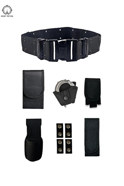 a+ aksoy tactical Siyah Delikli Örgü Palaska Set