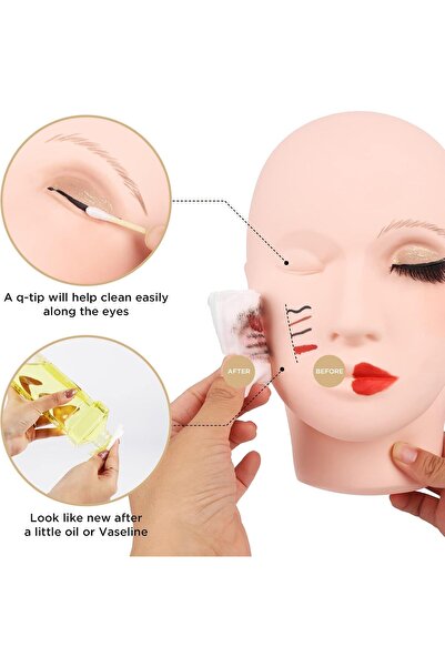 OriTi Mannequin Head, Practice Training Head, Make Up and Lash Extension, Cosmetology Doll Face