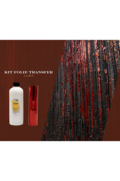 Ferrara Design Folie de transfer roșie, laminat 12 metri pătrați + 1 litru de adeziv special pentru transfer