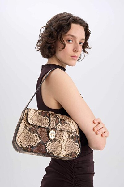 DeFacto Geantă baghetă cu model din piele de șarpe pentru femei E6966AXNS