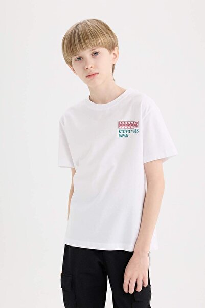 DeFacto Boy's Crew Neck Back Printed Short Sleeve T-Shirt E5081A825Sm