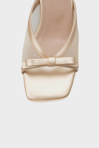 Capone Outfitters Midge Medium Heeled Mesh Bow Women's Slippers